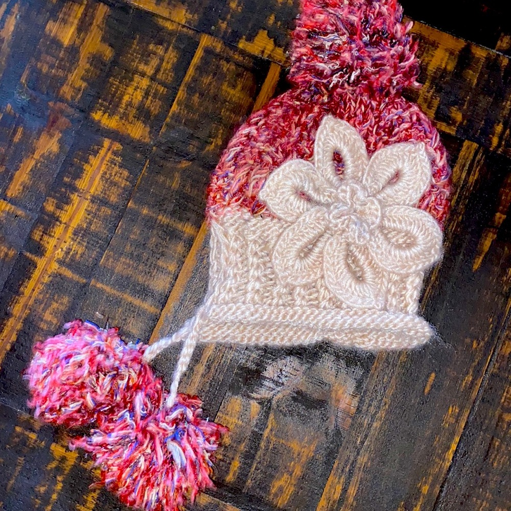 Knit Winter Beanie with Puff Balls